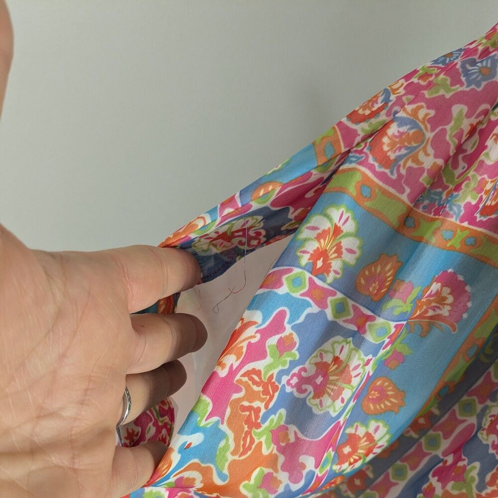 Gretchen Scott Midi Dress S Muli Floral Tropical Colorful Beachy Sundress Resort - Picture 7 of 11
